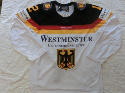 Olympiaquali Gameworn Eishockey Trikot #89 David Wolf