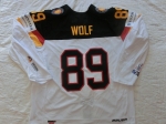 Olympiaquali Gameworn Eishockey Trikot #89 David Wolf